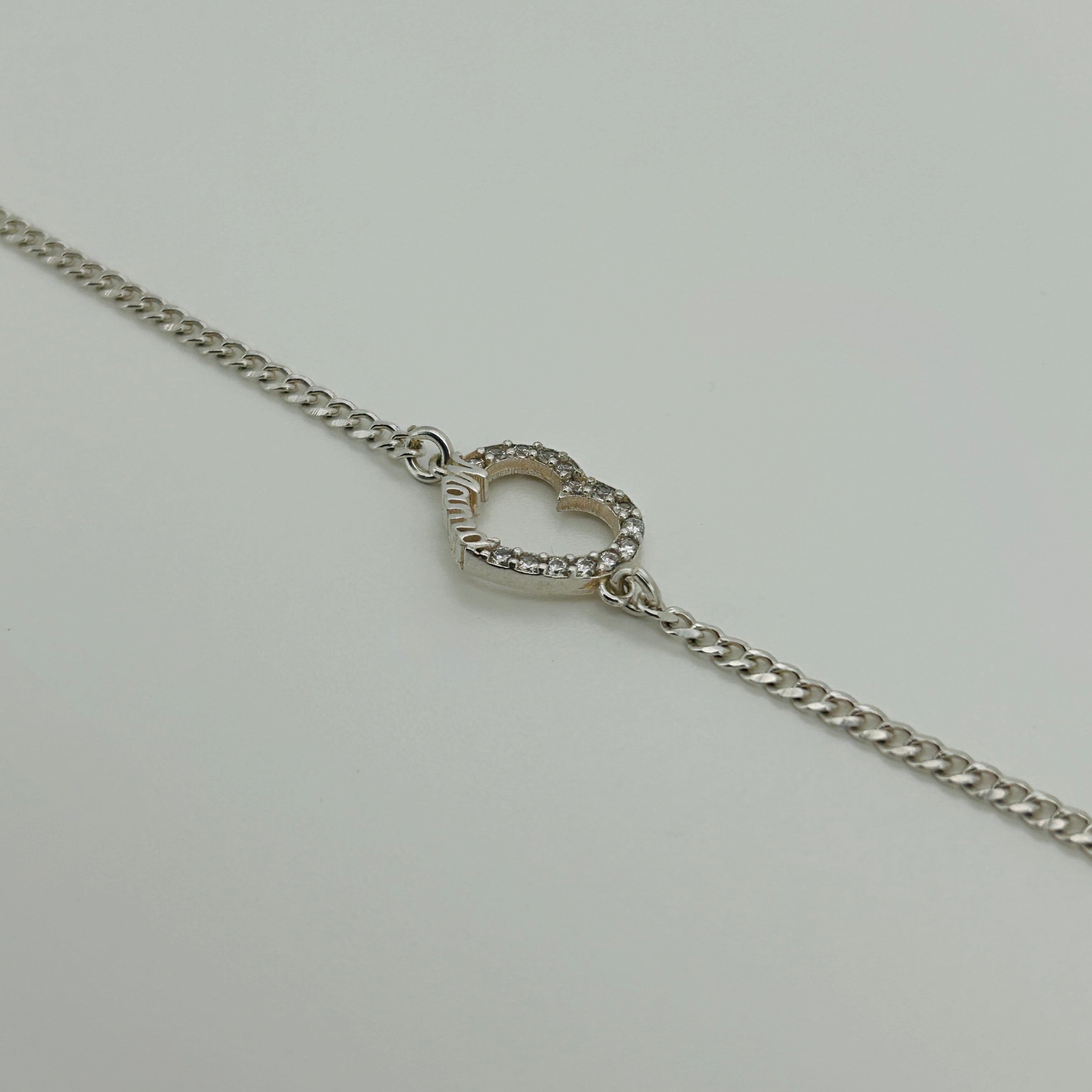 Pulsera plata circonia corazon-mama