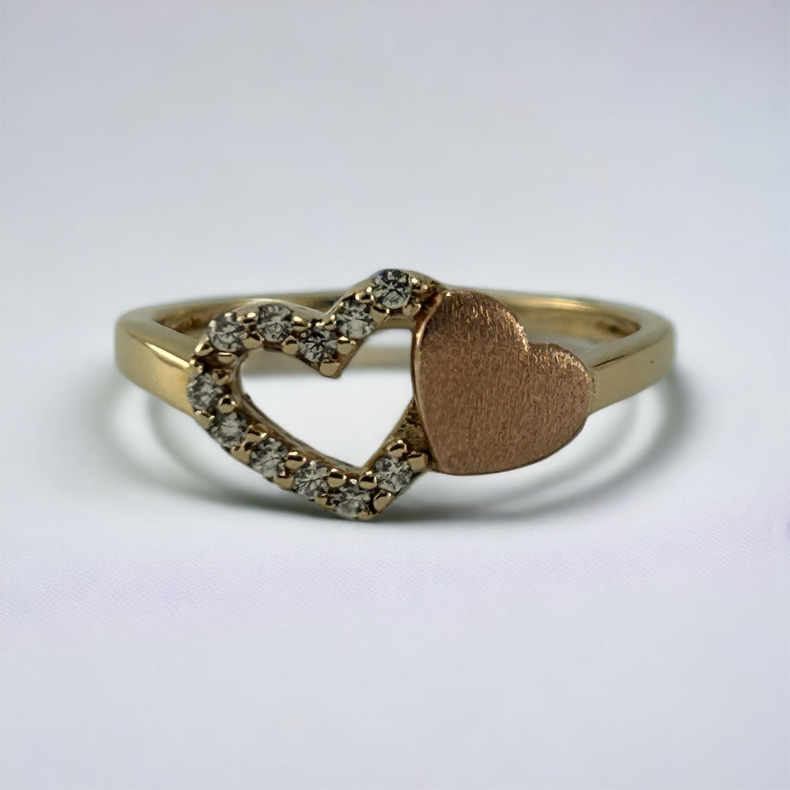 Anillo Dama 10k Corazón con circonias