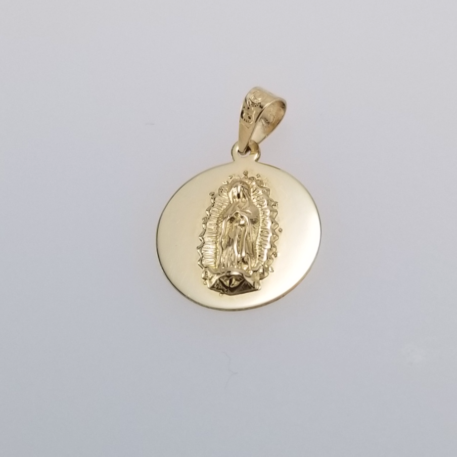 Medalla 10k Redonda Guadalupe Fondo Liso 13mm