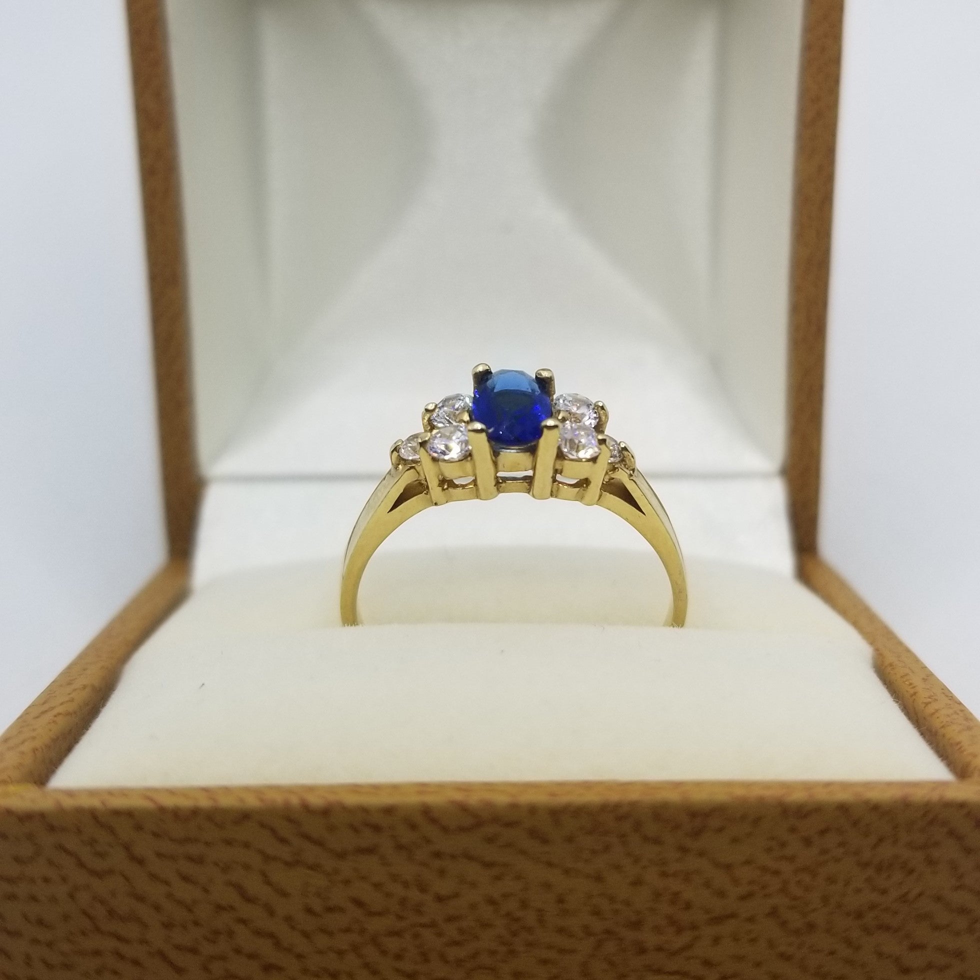 Anillo Dama 10k Circonia azul