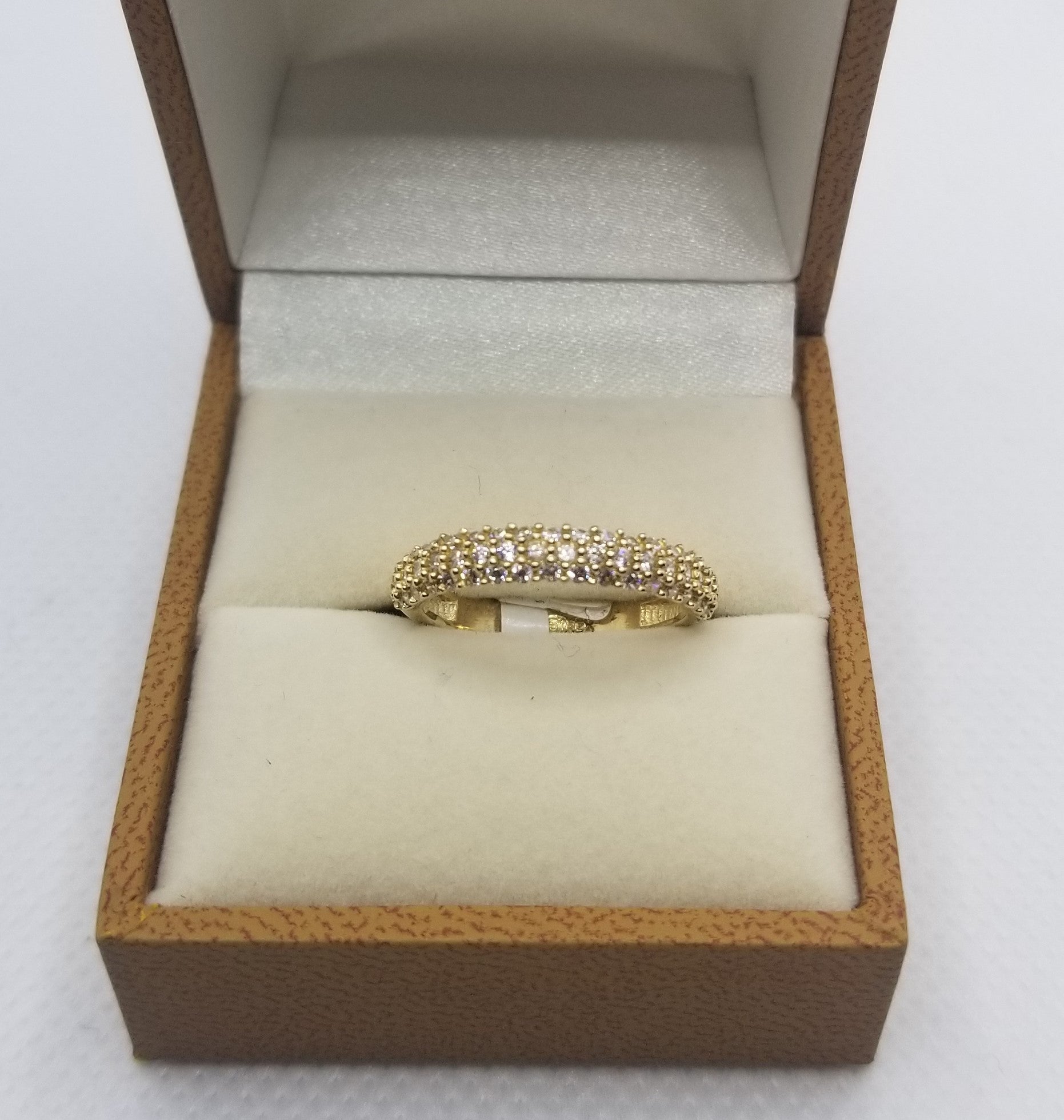 Anillo Churumbela 10k 3 filas circonias