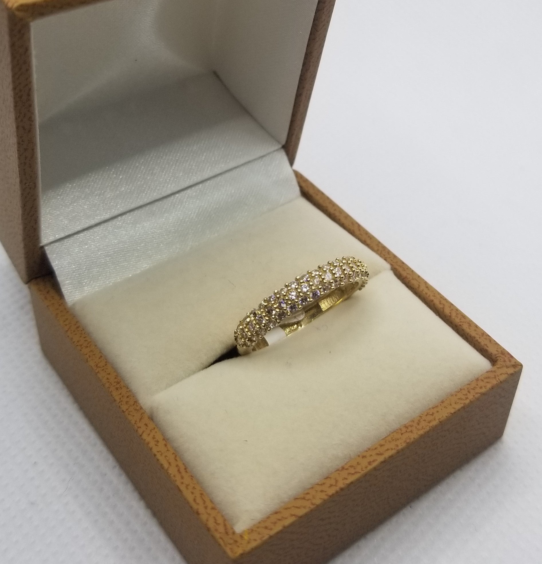 Anillo Churumbela 10k 3 filas circonias