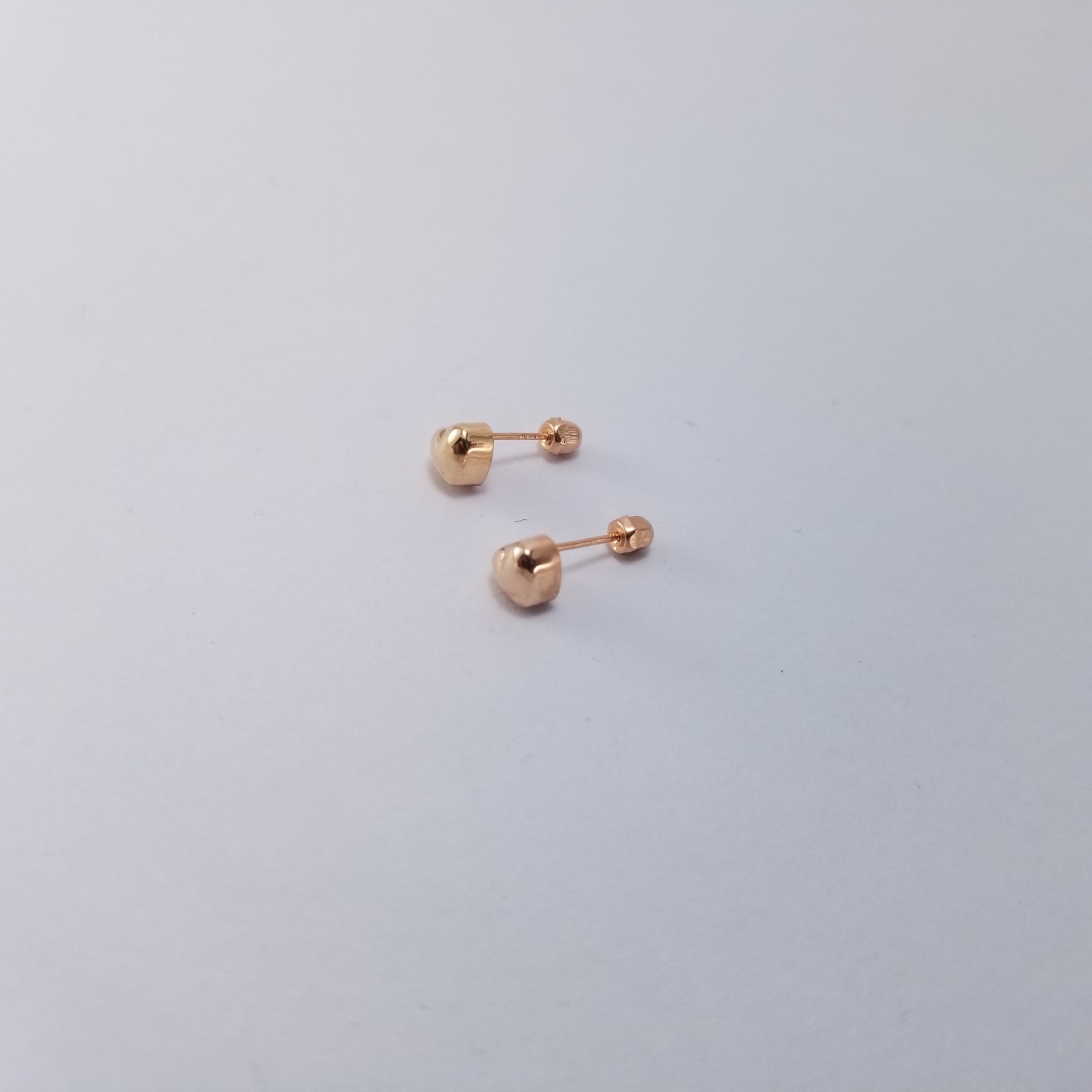 Broquel Corazon 10k Oro rosa 4mm