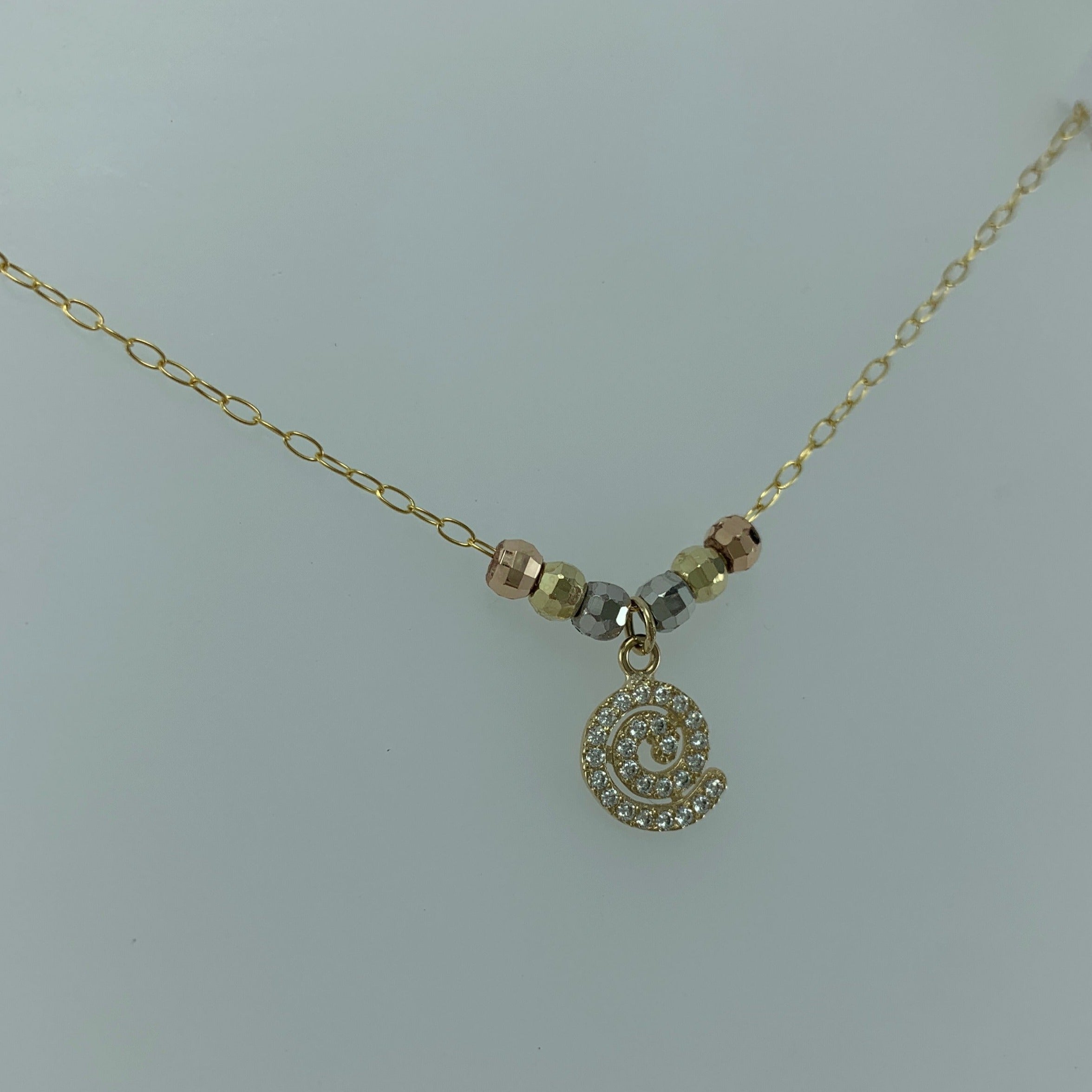 Gargantilla 10k Espiral circonias