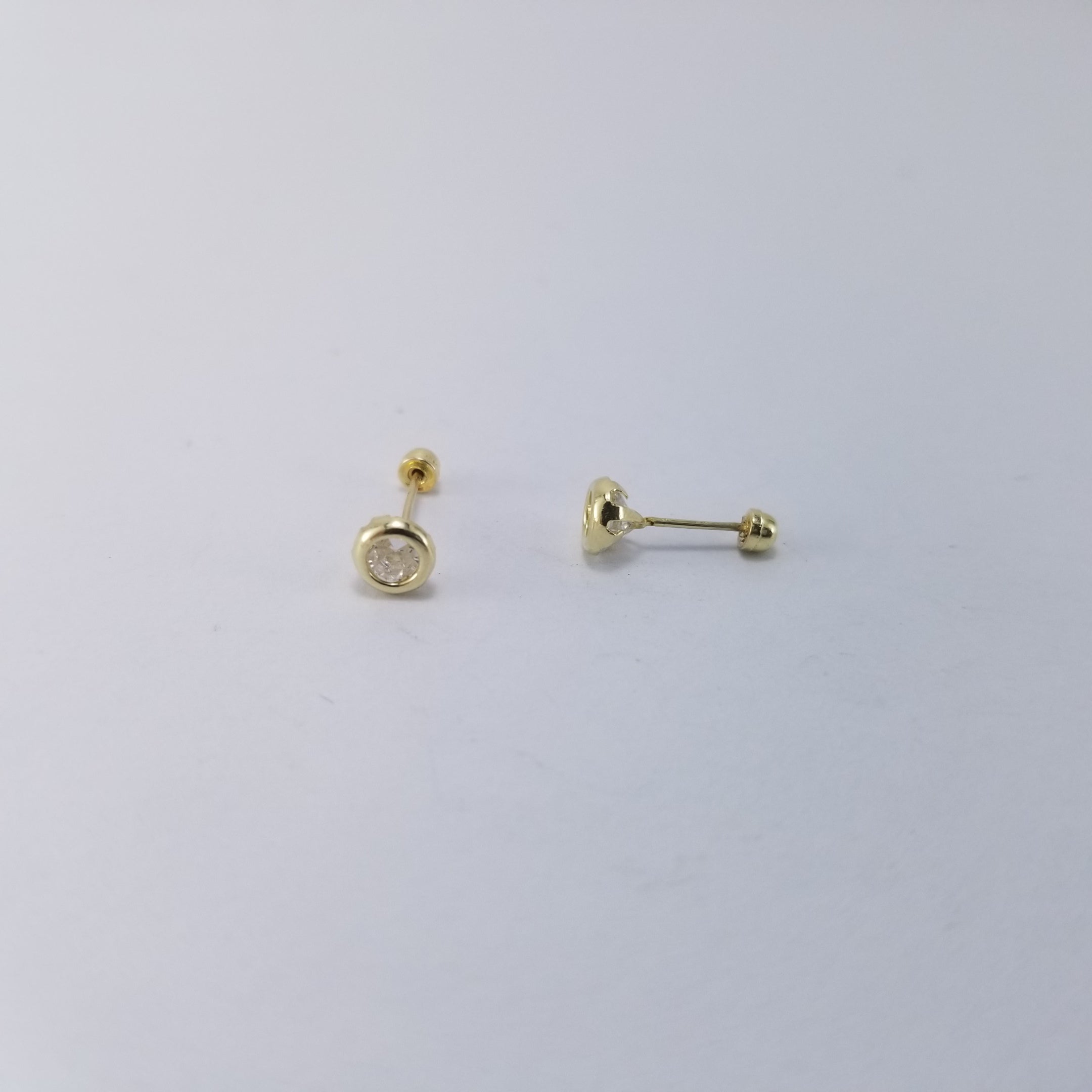 Broqueles 10k Bisel Redondo Liso 4mm