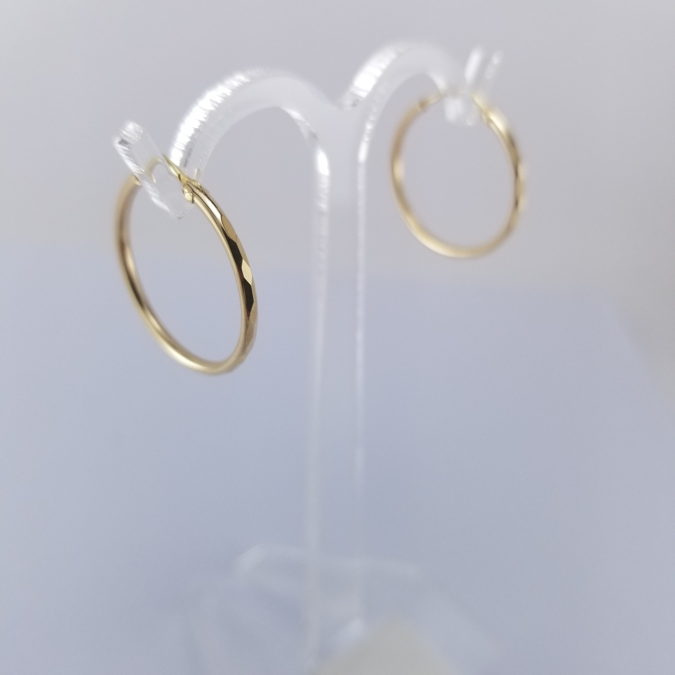 Arracada Tubular 10k Faceada Redonda 20mm