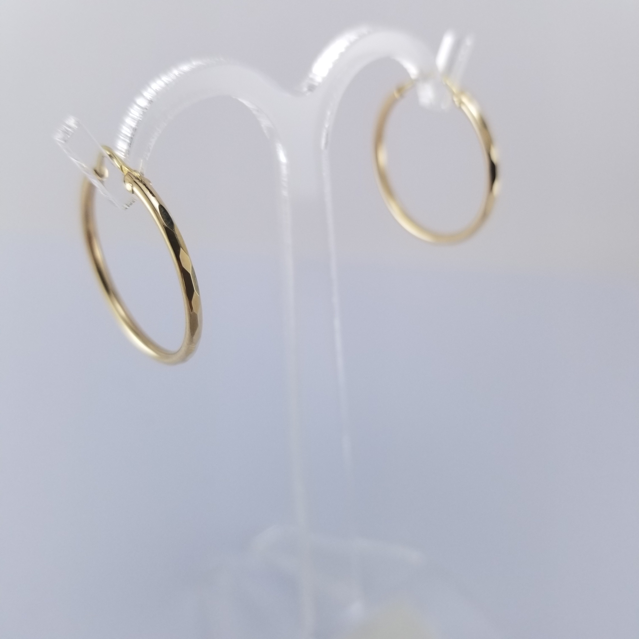 Arracada Tubular 10k Faceada Redonda 20mm