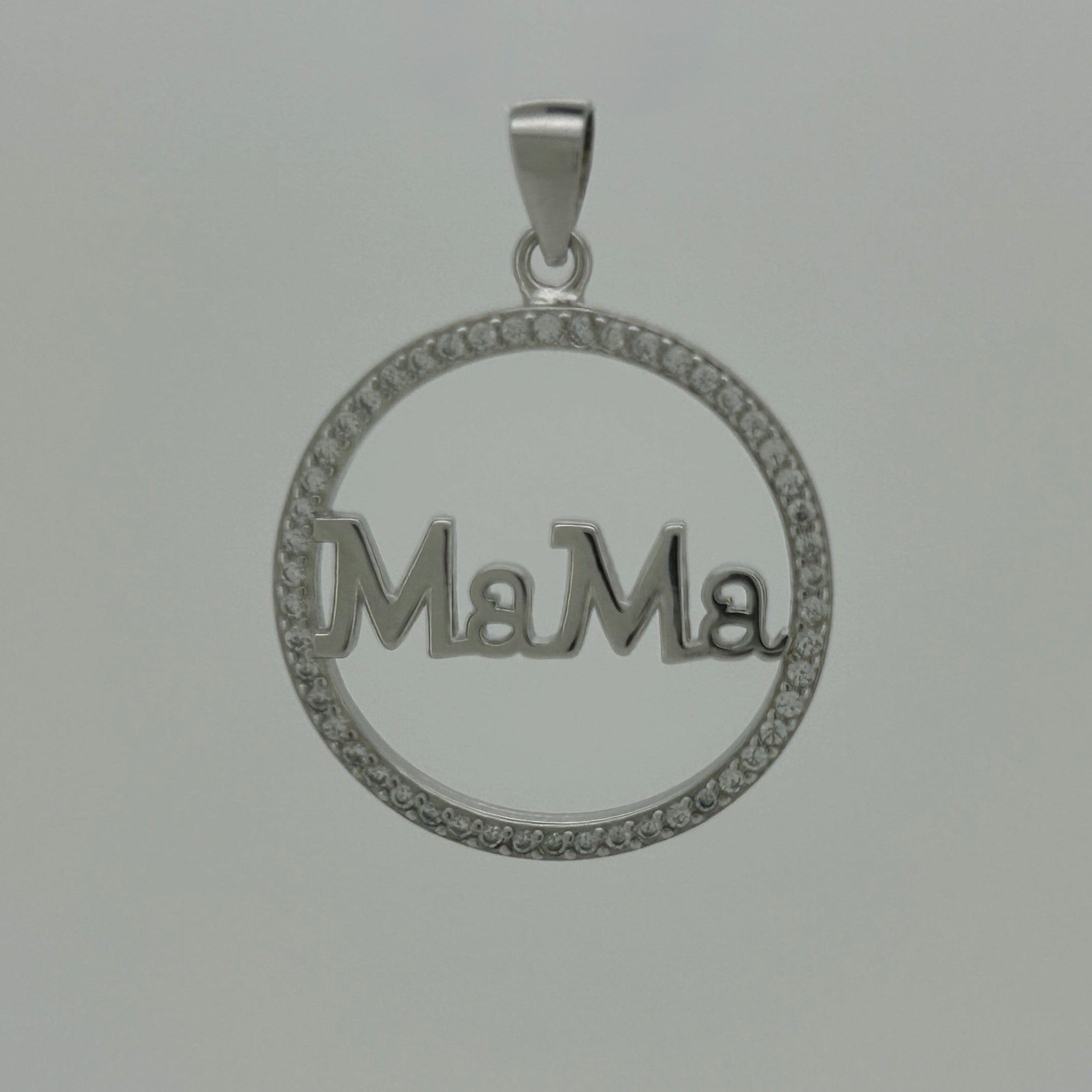 Dije plata rodio, Redondo "Mama" bisel circonias blancas