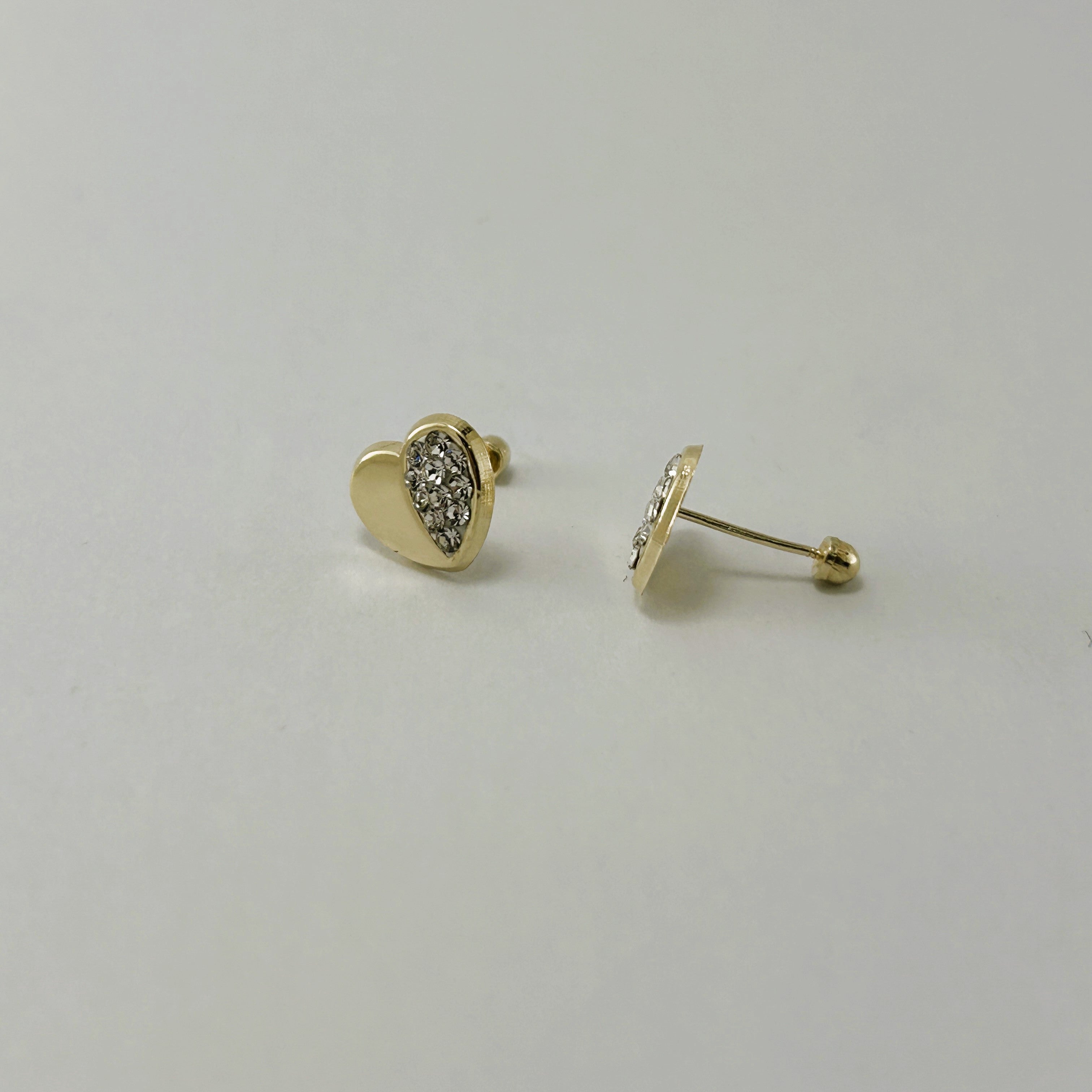 Broqueles 10k Corazon Brillo Blanco