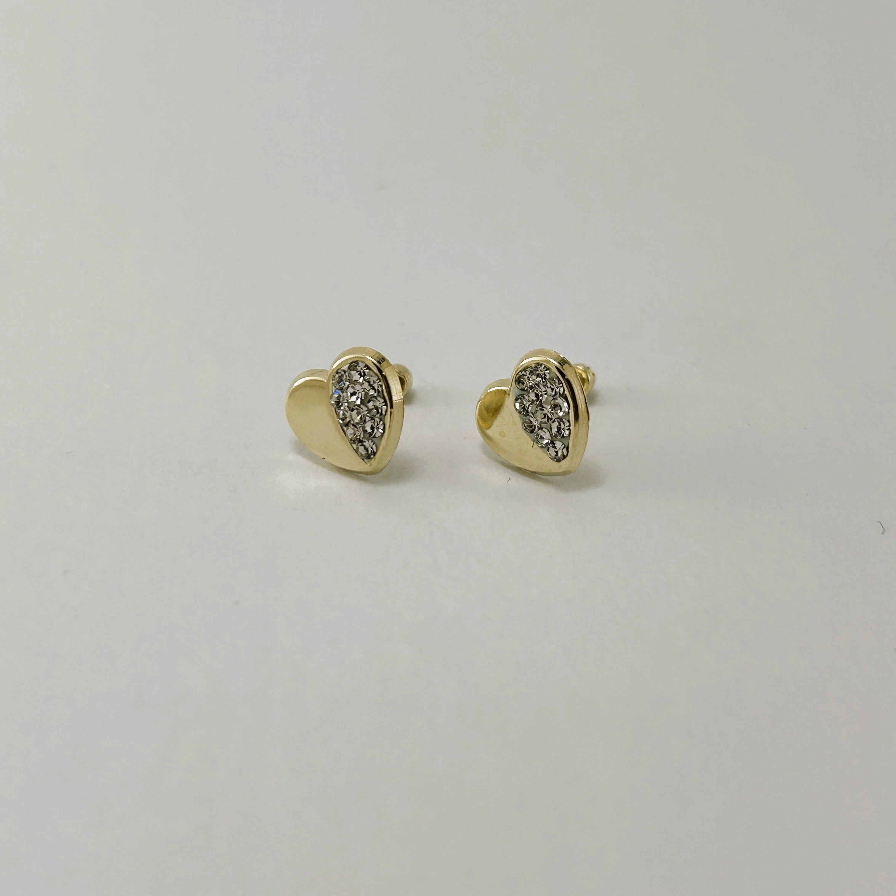 Broqueles 10k Corazon Brillo Blanco