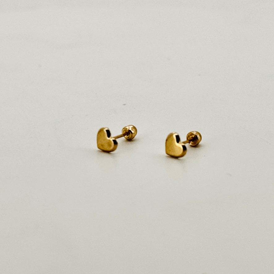 Broqueles 10k corazon liso mini