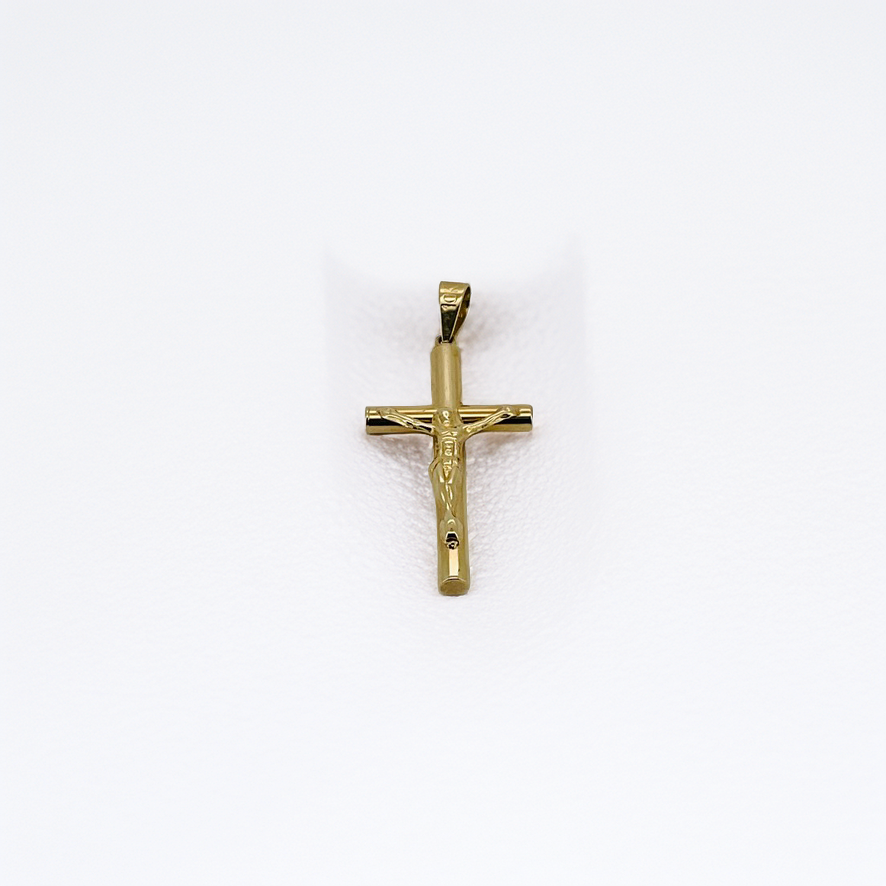 Cristo 10K cruz tubular lisa 23x19mm