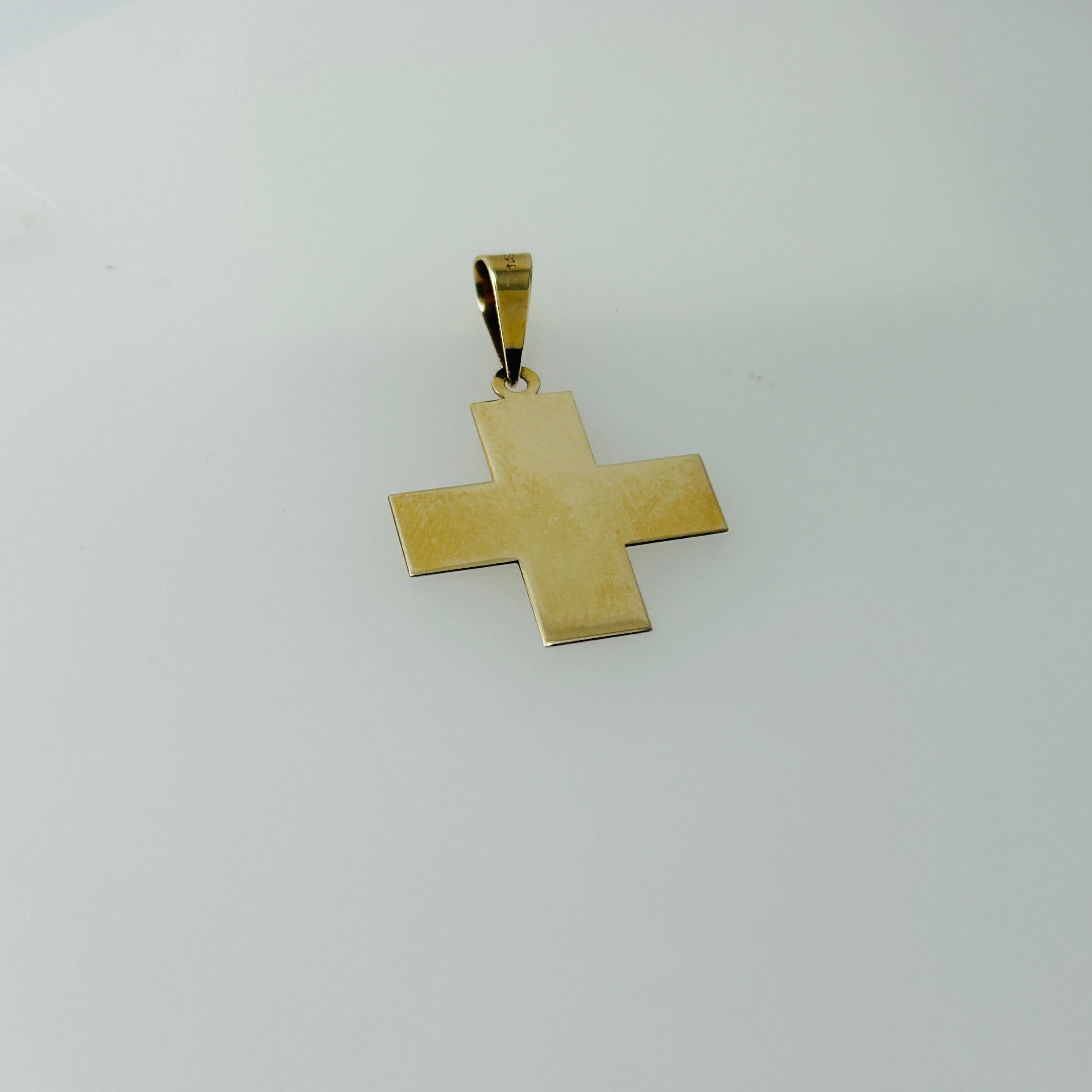 Cruz 14k plana simetrica 18x18mm