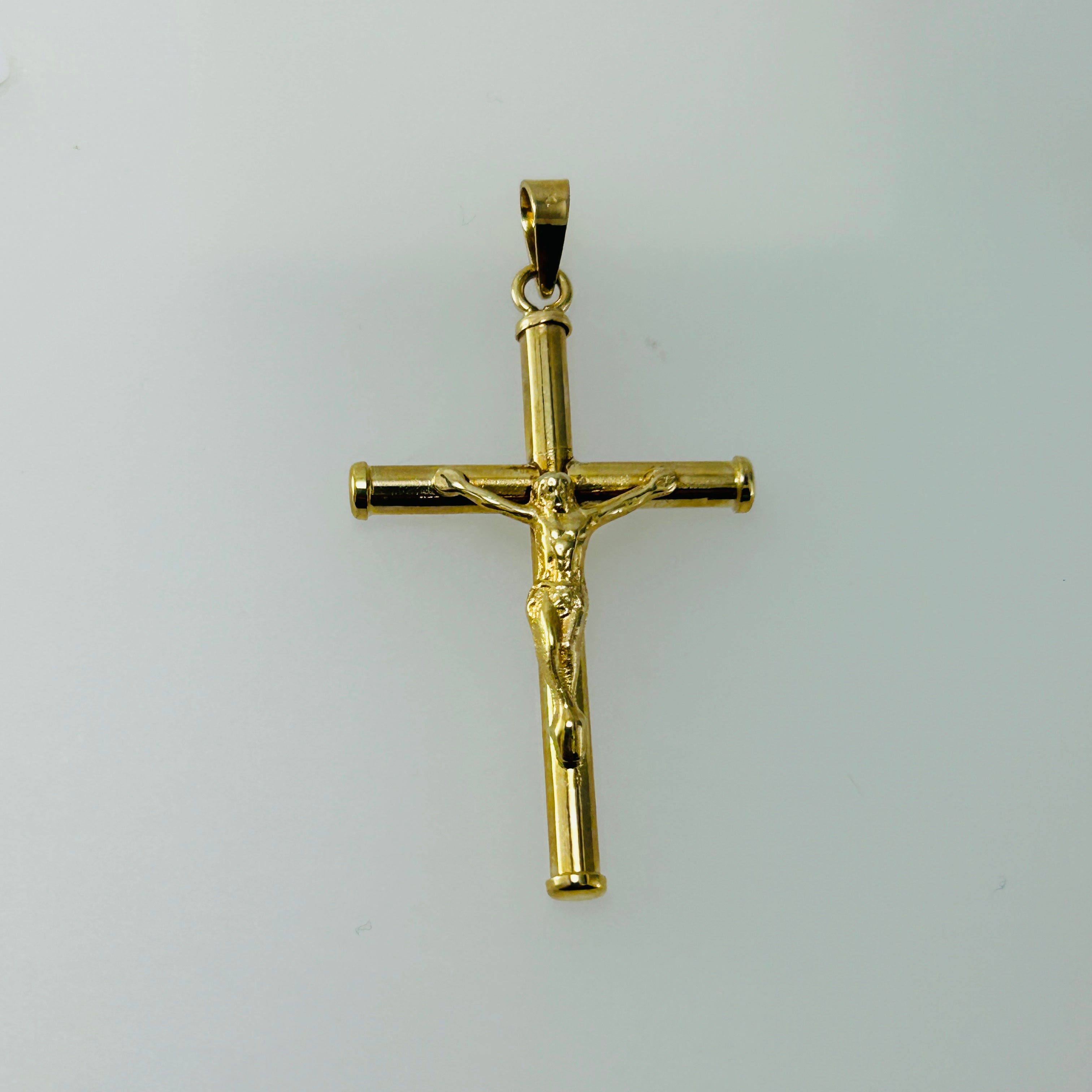 Cristo 10k cruz tubular 36x24mm