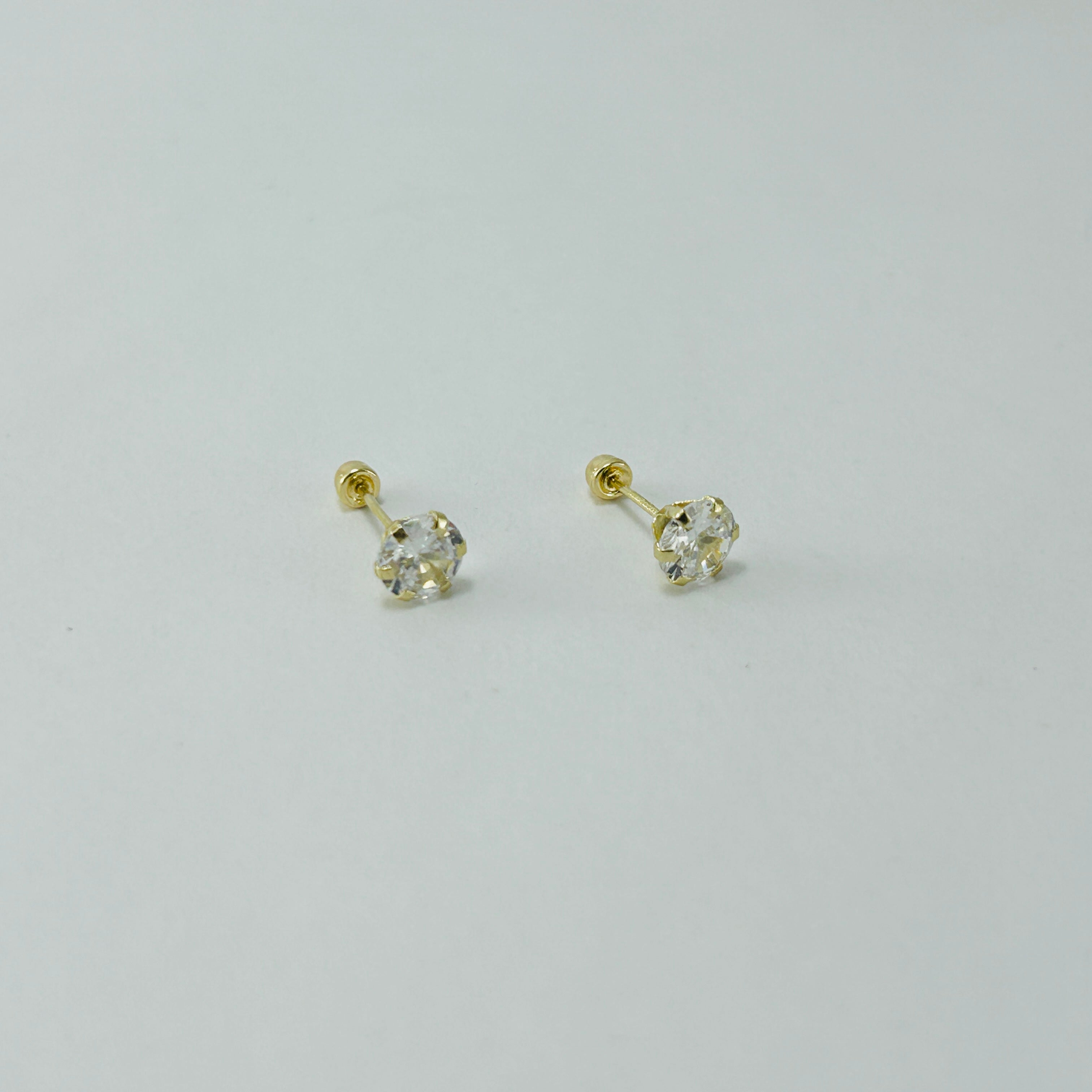 Broquel 14k Recto circonia 5mm