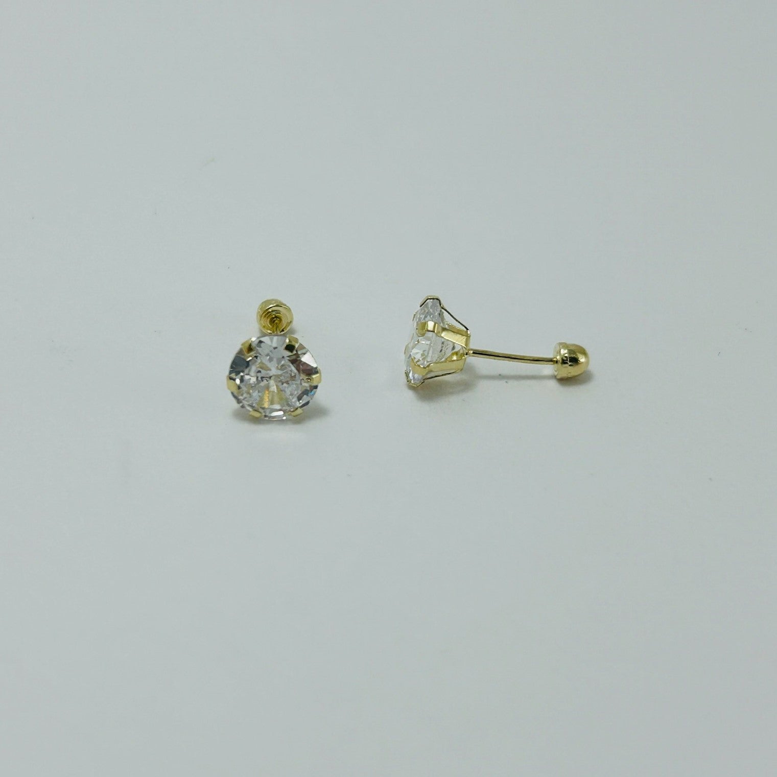 Broqueles 14k Recto circonia 6mm