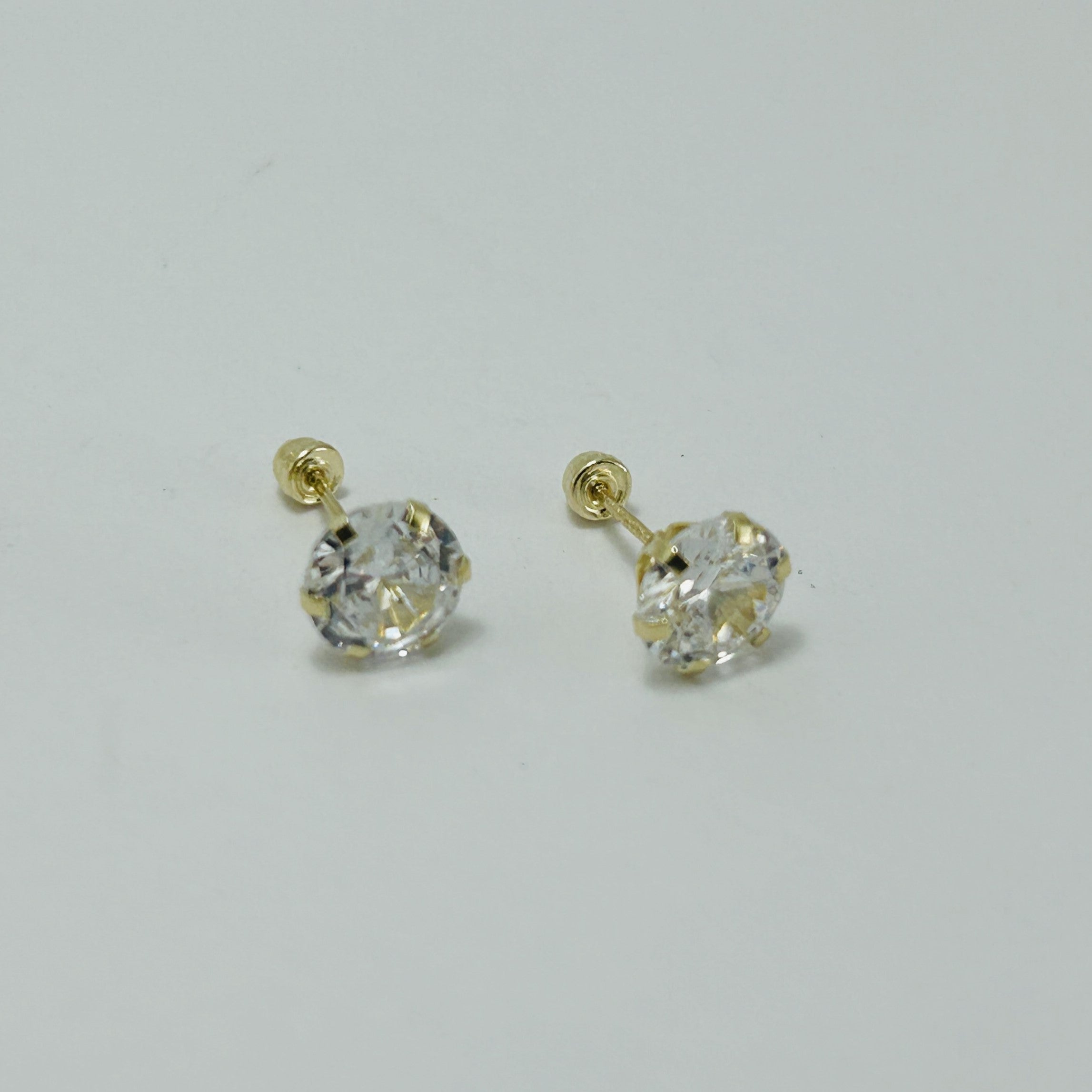 Broqueles 14k Recto circonia 6mm