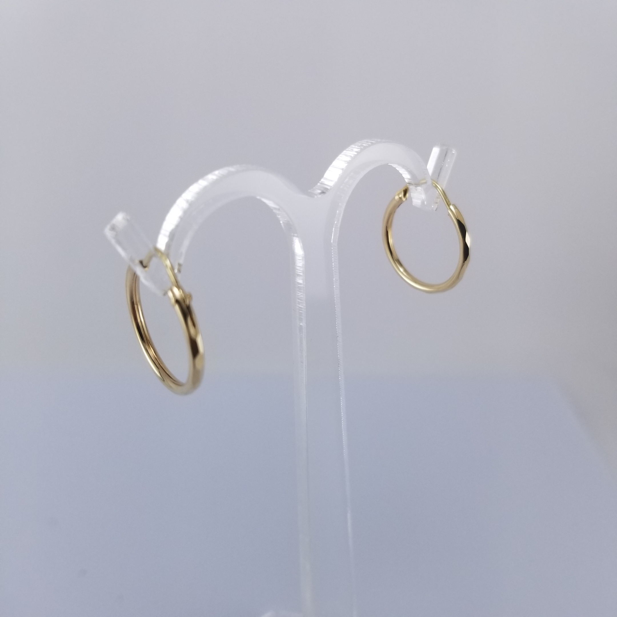 Arracada Tubular 10k Redonda Facetada 16mm