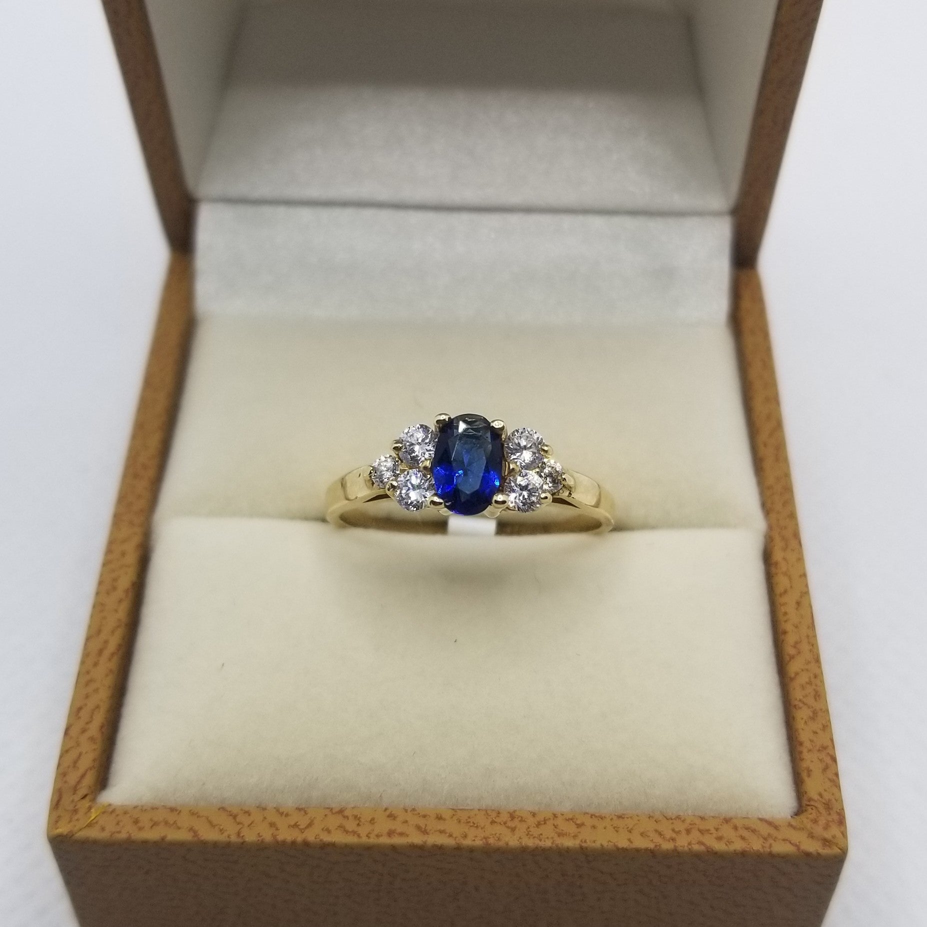 Anillo Dama 10k  Circonia azul