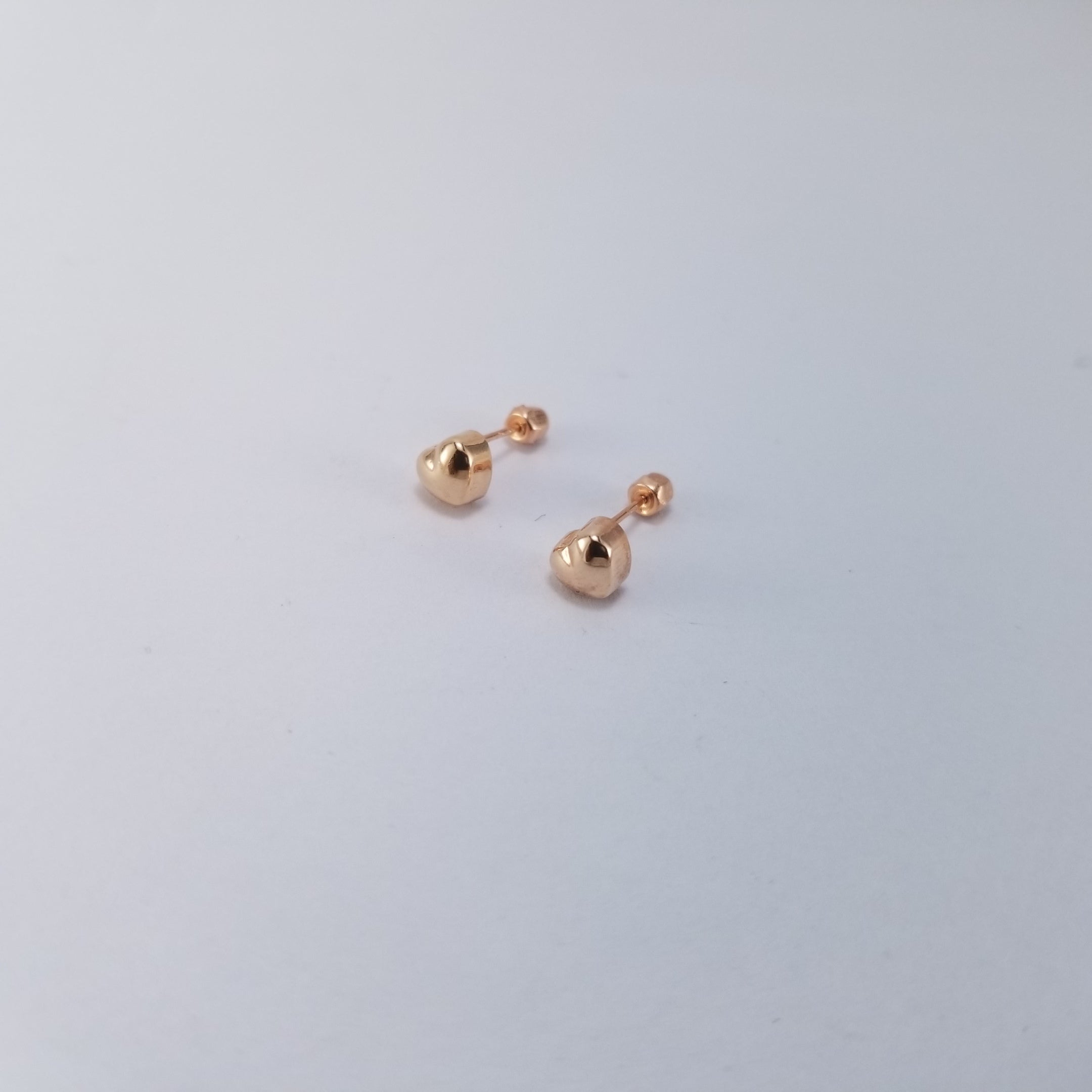 Broquel Corazon 10k Oro rosa 4mm