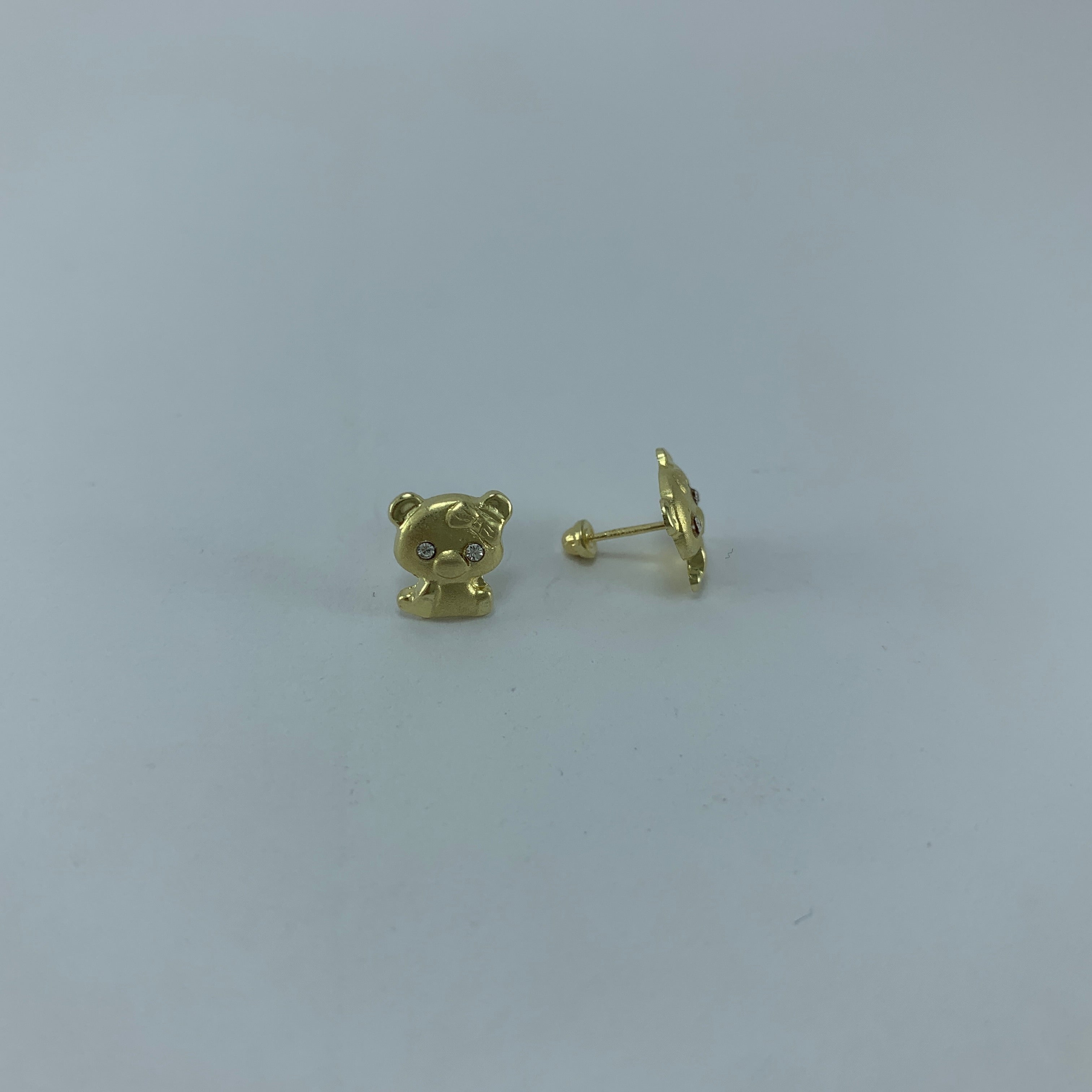 Broqueles 10k Figura Osita c piedras