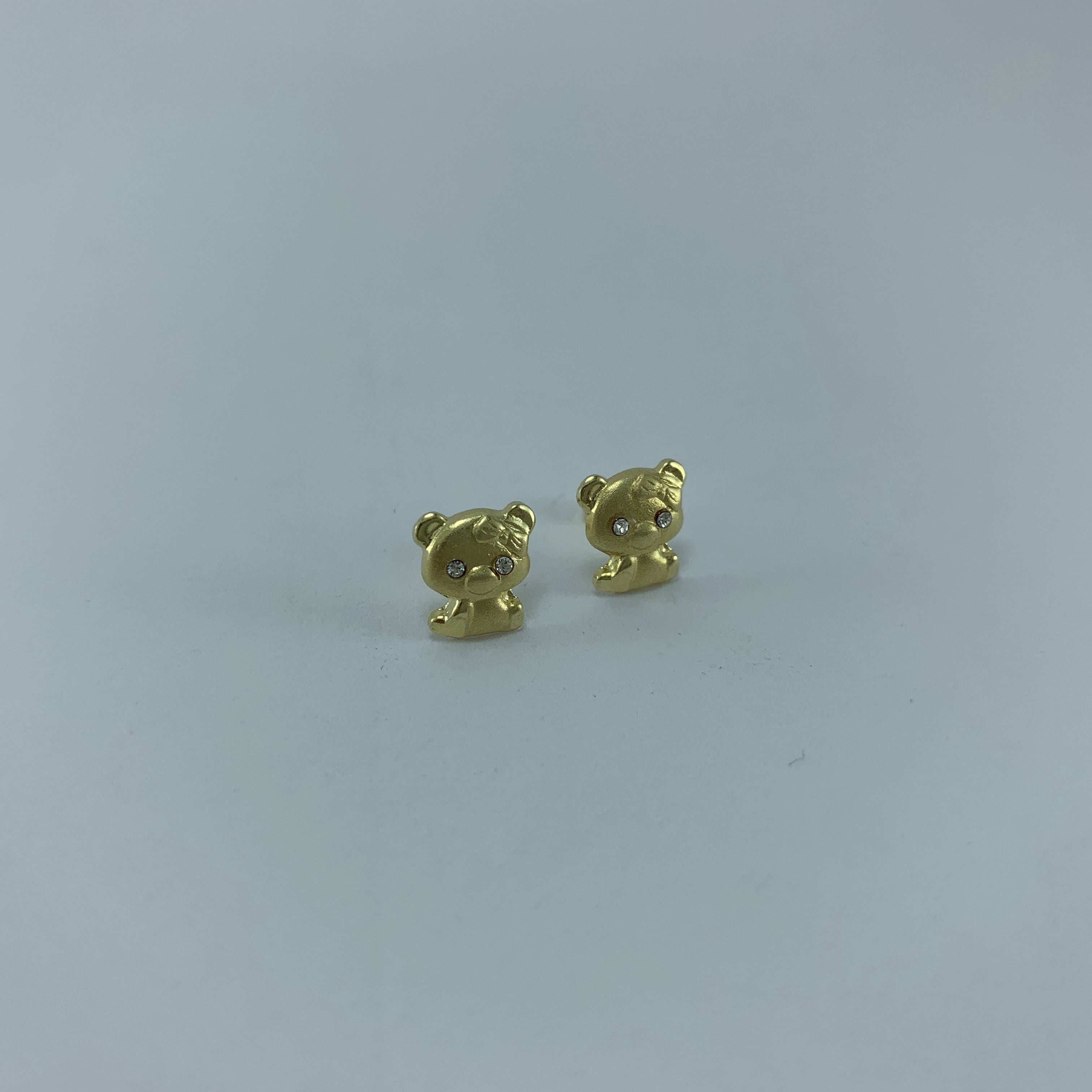 Broqueles 10k Figura Osita c piedras