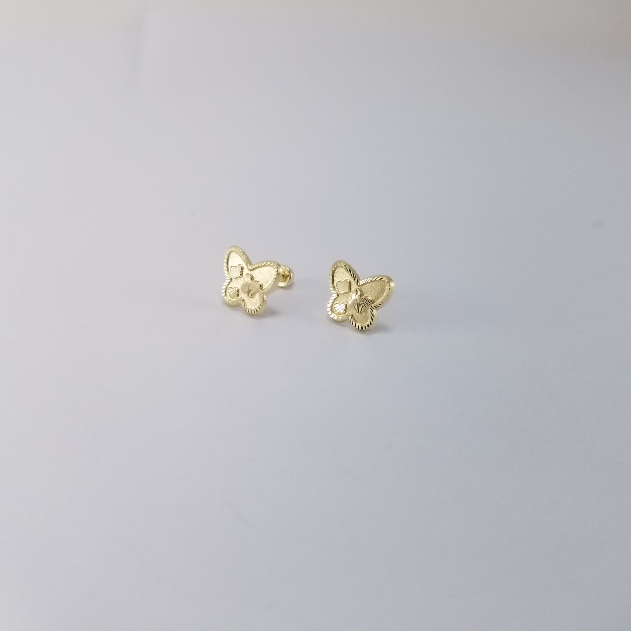 Broqueles 10k Mariposa Diamantada 7mm