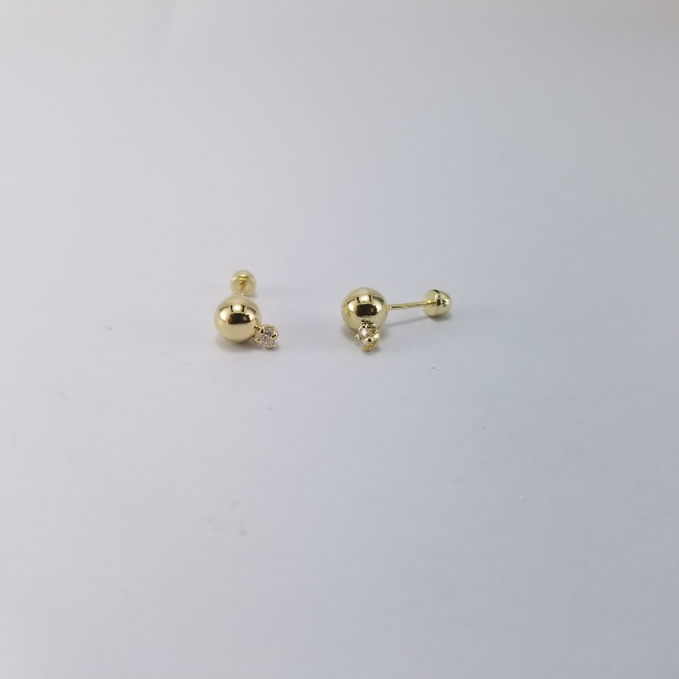 Broqueles 14k Bola 4mm con circonia 2mm