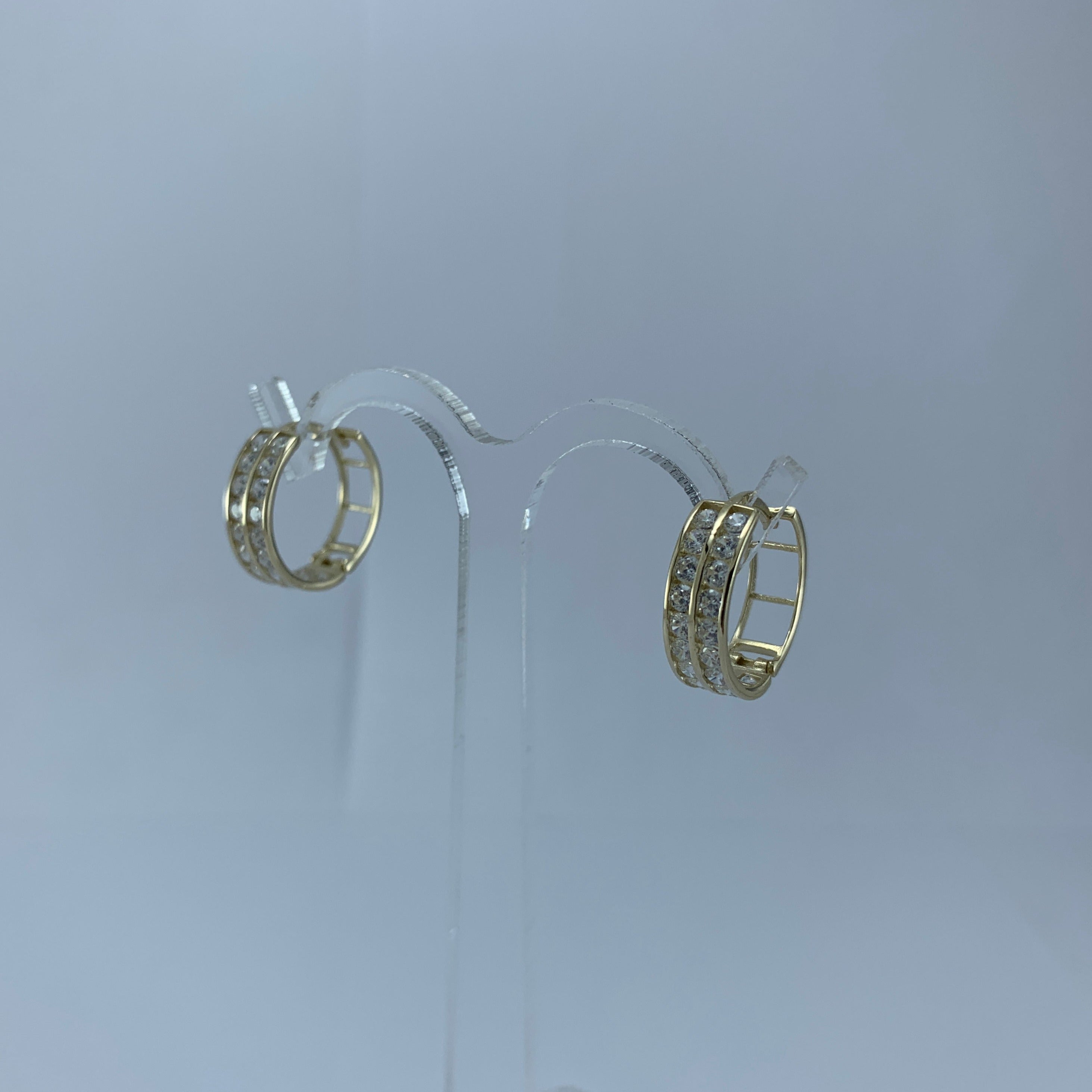 Arracadas Huggie Doble fila redonda circonias 15x5mm