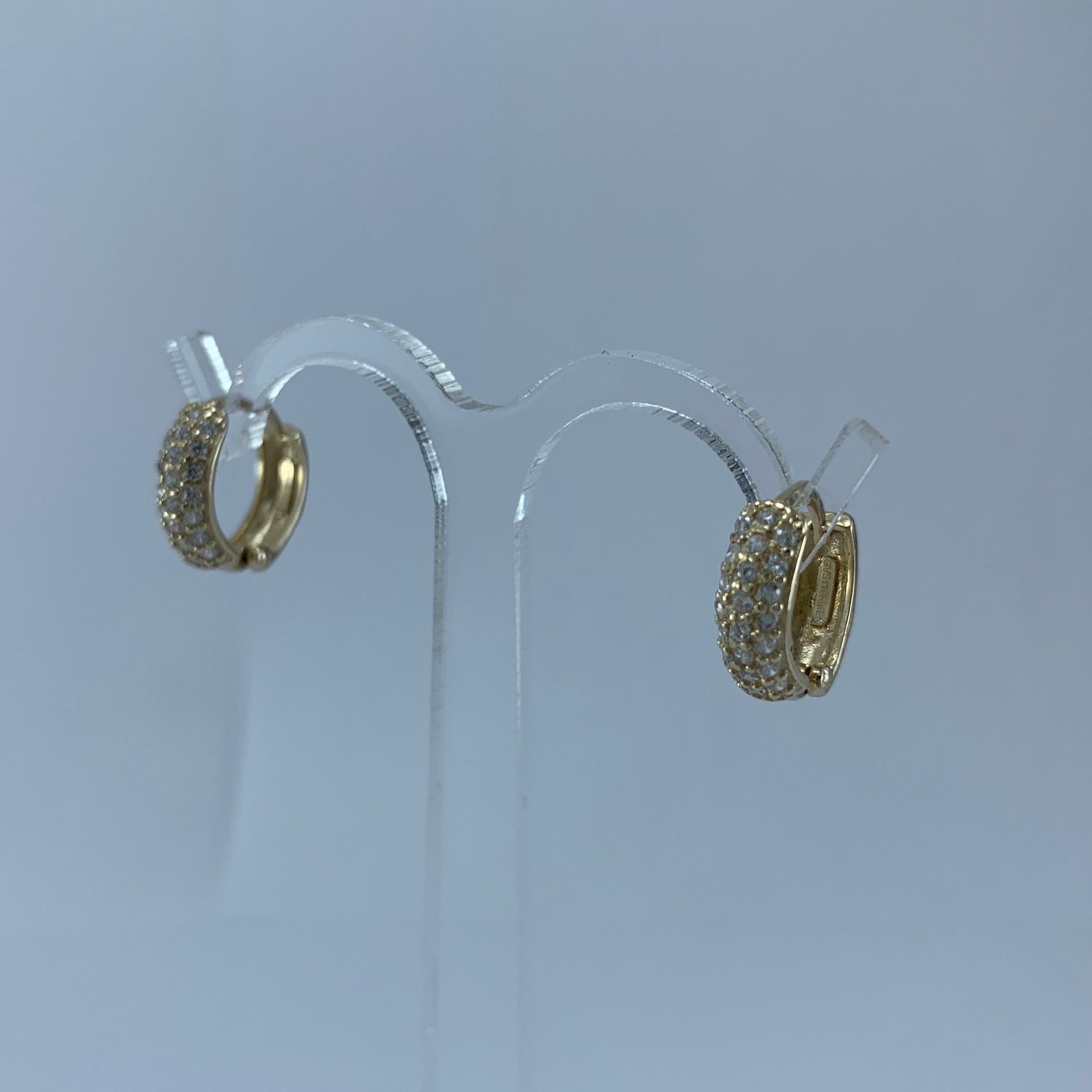 Arracada Huggie 3filas circonias 12x5mm