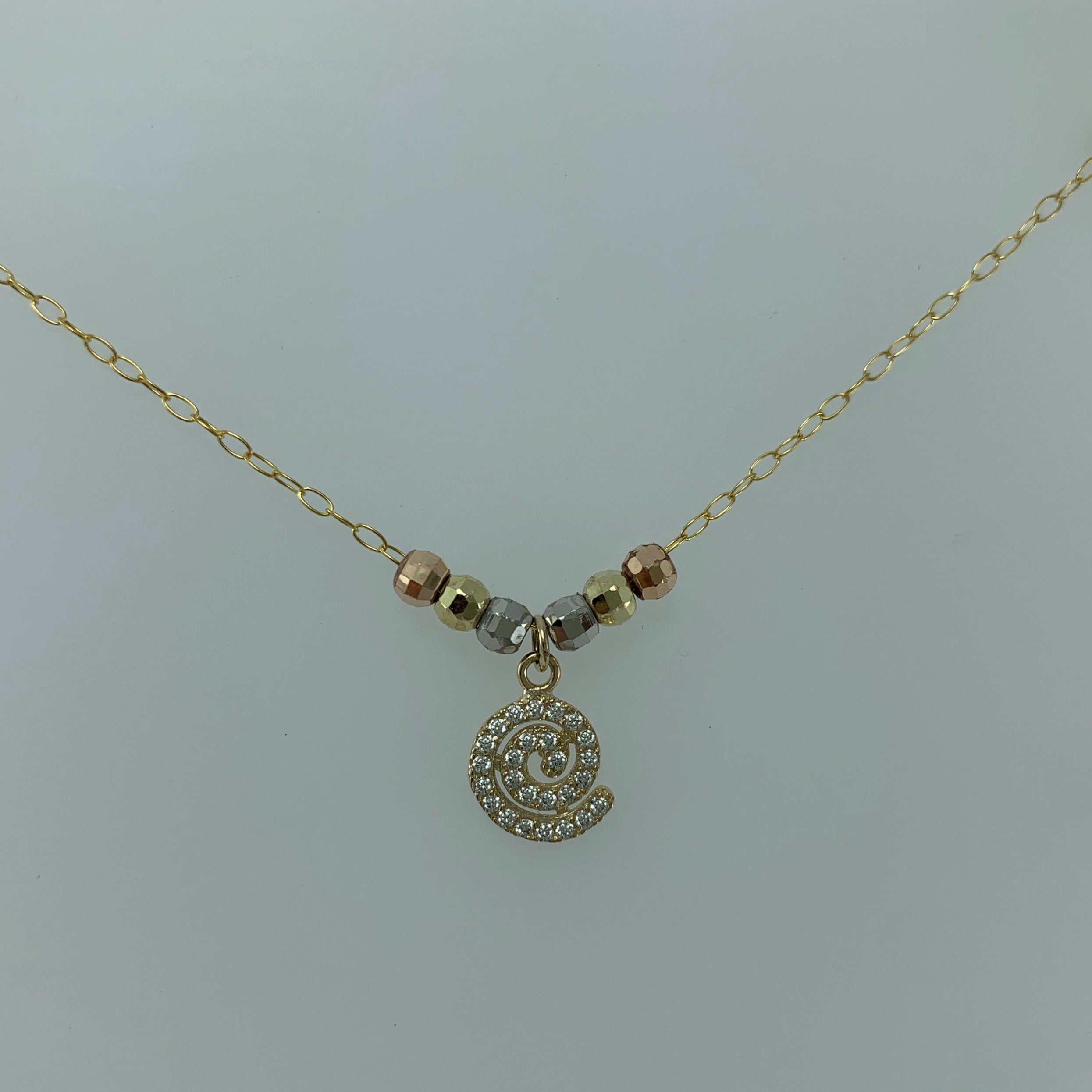 Gargantilla 10k Espiral circonias