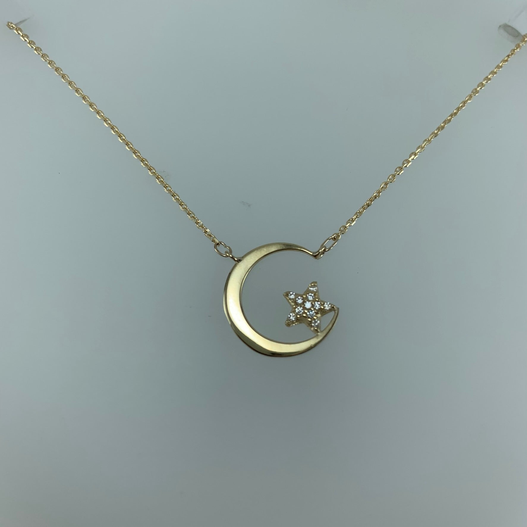 Gargantilla 10k  Luna con estrella circonia
