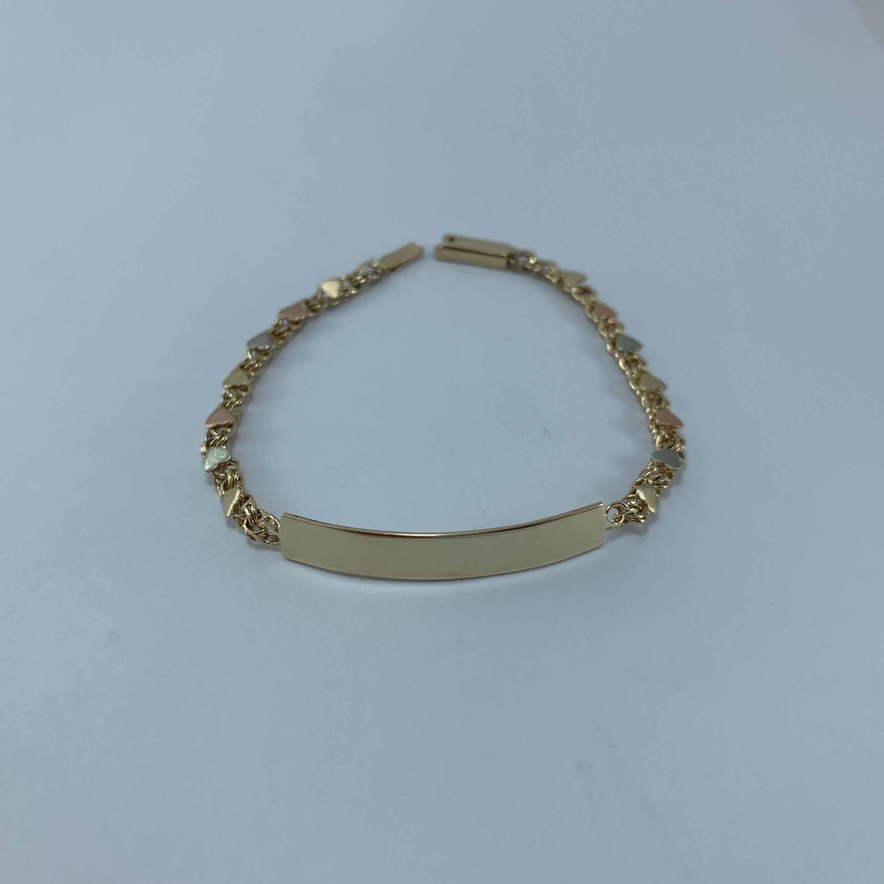 Esclava 10k eslavon florentino corazon 14cms placa  30mm x 4mm