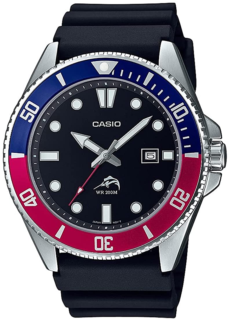 Reloj Casio Marlin Negro Bicel Rojo-azul MDV-106B-1A2VCF
