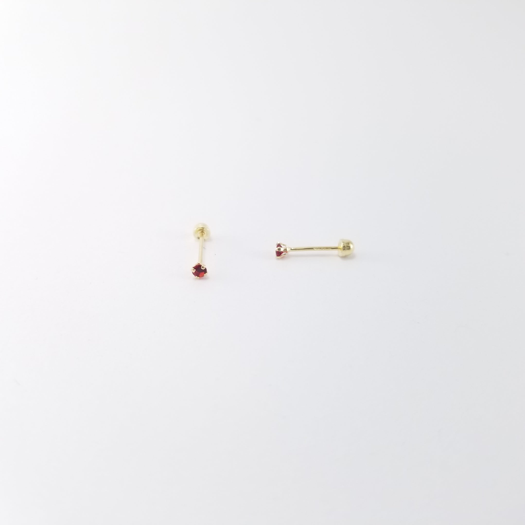 Broqueles 14k Circonia Rojo 2mm
