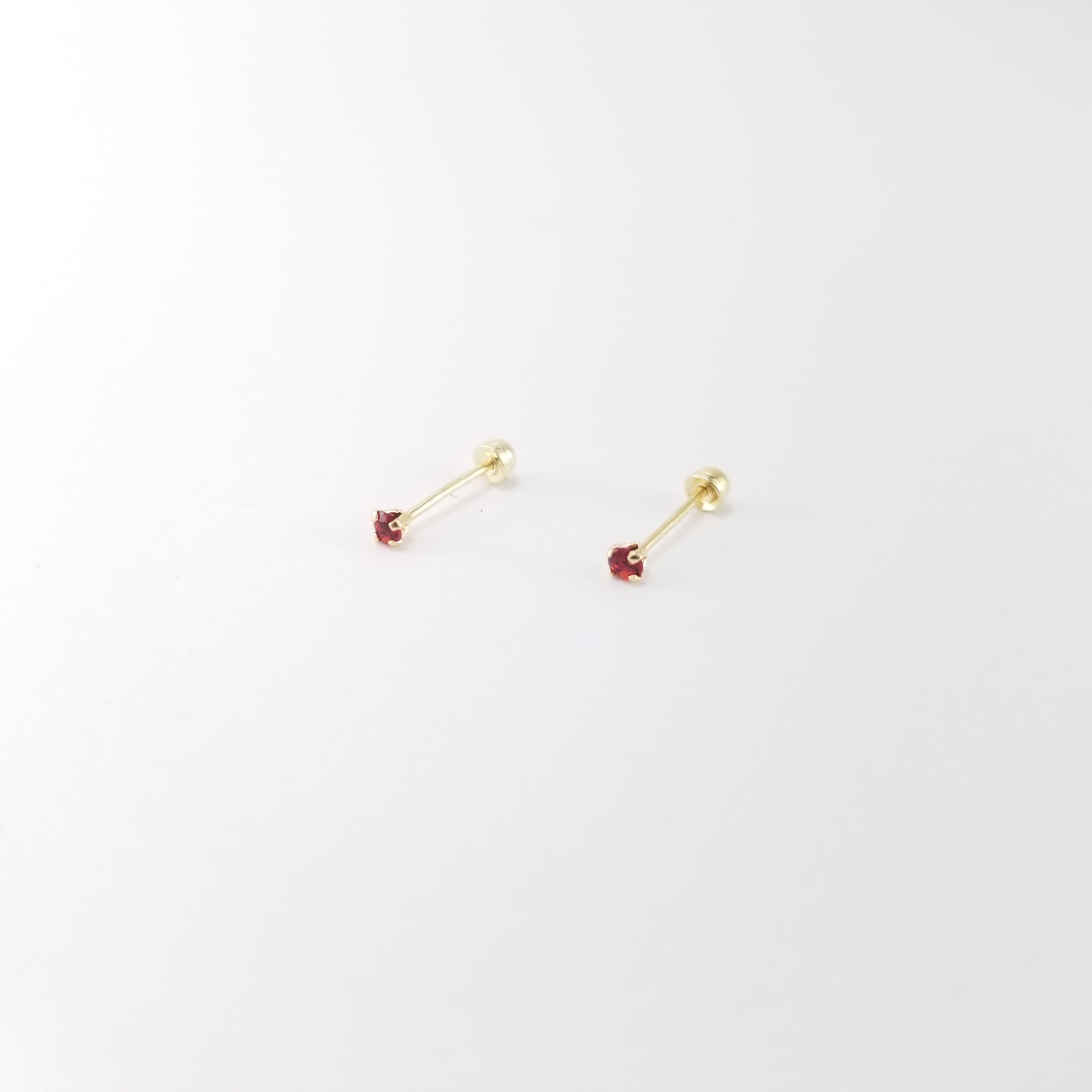 Broqueles 14k Circonia Rojo 2mm