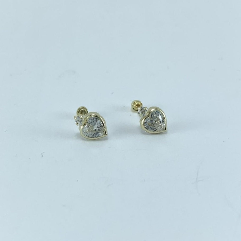 Broquel 10k Corazon con circonia 5mm